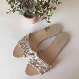 ZARA Braided Metallic Slide Sandals